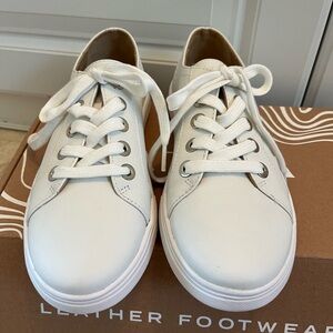Portland Leather-Patina white leather tennis shoes